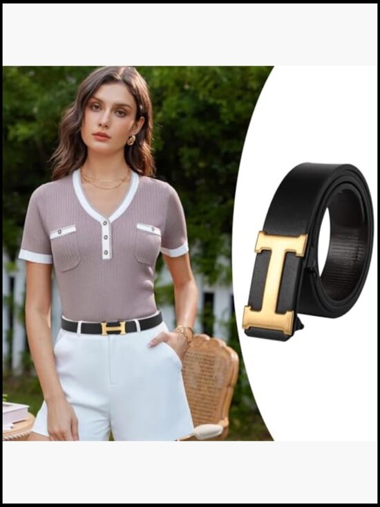 Faux Leather Automatic Buckle Dress Belt for Business Formal Occasions main image 5